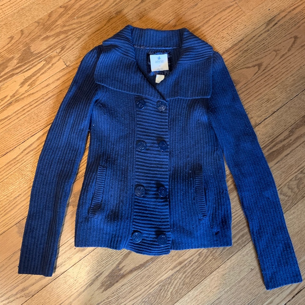 Blue Aerie button sweater